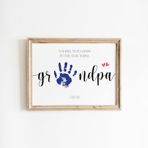 Artigianato artistico dell'impronta della mano del nonno, regalo per la festa del papà, regalo di compleanno del nonno, biglietto fai da te per bambini, artigianato prescolare per bambini