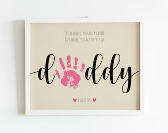 DADDY Handprint Footprint Art Craft, Father's Day Gift for Dad, DIY Baby Kids Card, Décor Nursery Memory Keepsake, Toddler Preschool Craft