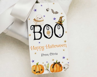 Halloween Gift Tag, Halloween Party Printable, Halloween Favor Tags Editable, Gift Tag Printable, Halloween Treats Tag, Halloween Stickers