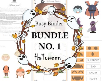 Halloween Busy Book Bundle, Dress Up & Pumpkin Emotions (Printable)