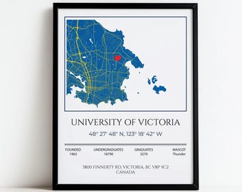 Personalized University of Victoria Map Print, Printable University Map, Graduation Gift