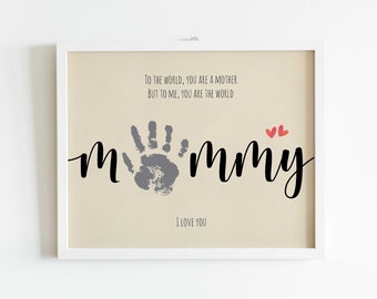 Mommy Handprint Footprint Art Craft, Mother's Day Gift for Mum, DIY Baby Kids Card, Décor Nursery Memory Keepsake, Toddler Preschool Craft