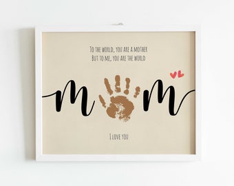 Mom Handprint Footprint Art Craft, Mother's Day Gift for Mum, DIY Baby Kids Card, Decor Nursery Memory Keepsake, Toddler Preschool Art Craft