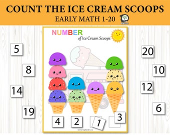 Ice Cream Toddler Busy Book: Montessori Inspired Learning with Counting Ice Cream Scoops, Math Activities for Kids, Preschool Printables
