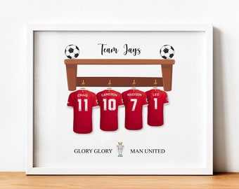Personalized Gifts for Football Soccer Fans, Wall Decor Family Print, Gift for Manchester United Fan, Birthday Gift Grandpa, Gift for Him