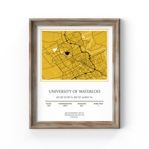 University of Waterloo Karte Print (Ontario), Top University Graduation Geschenk, University Freshman Geschenk, Karte Poster, Beste College Freund Geschenk