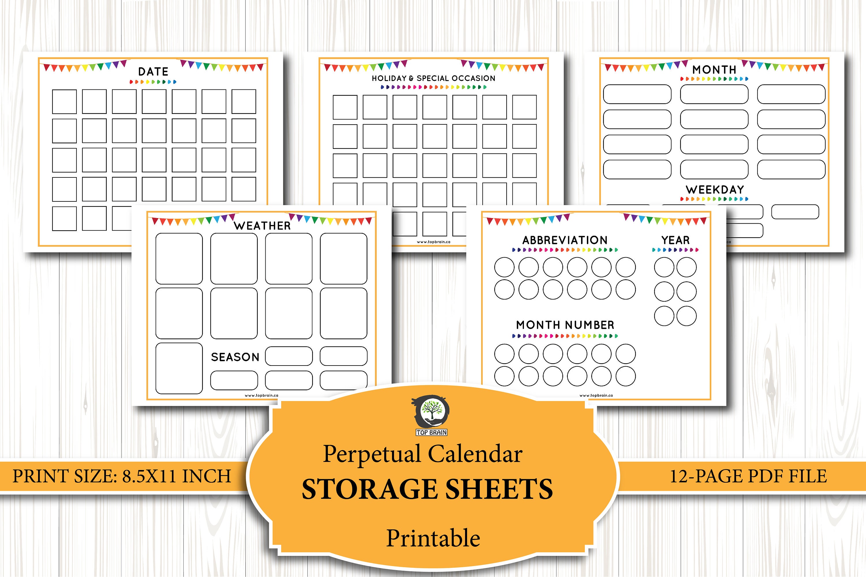 Printable Perpetual Calendar Kids Calendar Classroom Calendar - Etsy