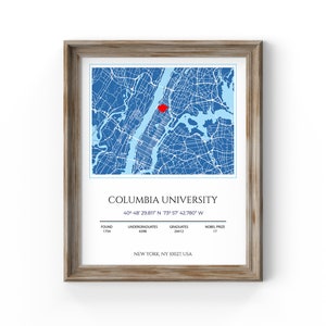 Columbia University Karte Druck, Uni Abitur Geschenk, Uni Freshman Geschenk, Neues Studenten Geschenk Poster, Beste College Freund Geschenk