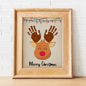 Reindeer Christmas Handprint Art, Footprint Art, Daycare Activities, Baby Toddler Kids Art Craft, Memory Keepsake, Christmas Crafts for Kids