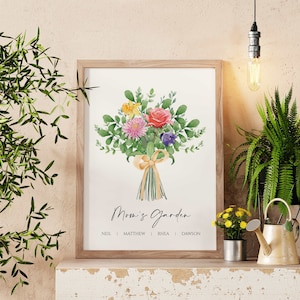 Mother Day Gift Personalized Gift for Grandma Birth Flower Bouquet Mom Birthday Gift Custom Mothers Day Garden Print Birth Month Flower