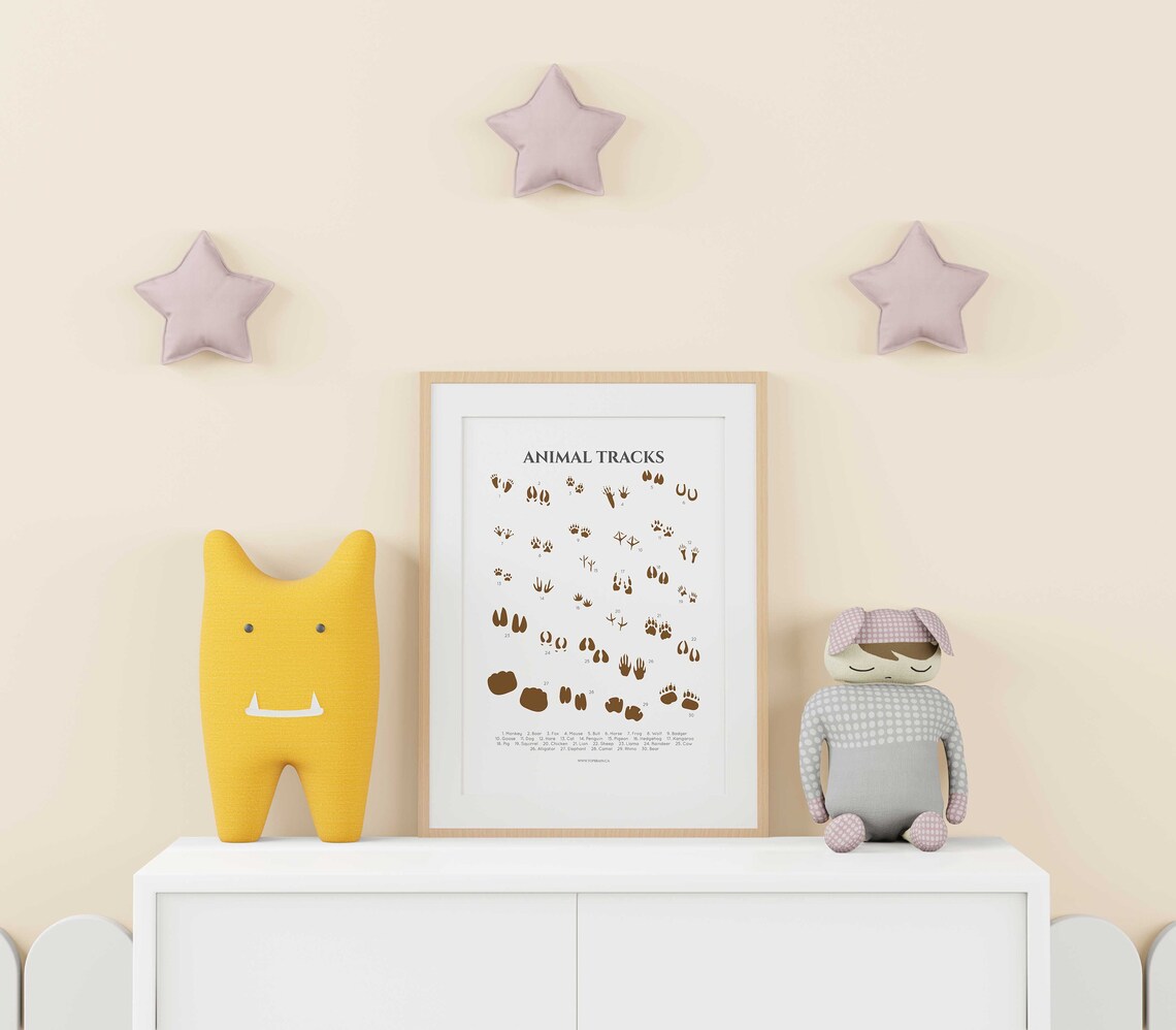 Animal Tracks Educational Posters Wall Art Footprints | Etsy