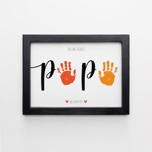 PAPA We Love You Handafdruk Footprint Art Craft, Vaderdagcadeau voor papa, broer of zus DIY babykaart, peuter voorschoolse knutselen, aandenken