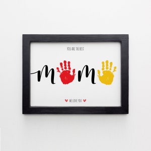 MAMA We Love You Handprint Footprint Art Craft, Regalo del Día de las Madres para papá, Hermano DIY Baby Kids Card, Artesanía preescolar para niños pequeños, Recuerdo