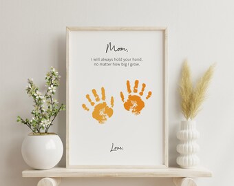 Artisanat d'empreintes de main pour la fête des Mères pour maman | Cadeau souvenir imprimable | Art d'empreinte de main de bébé en bas âge | Cadeau bricolage pour maman | Téléchargement instantané