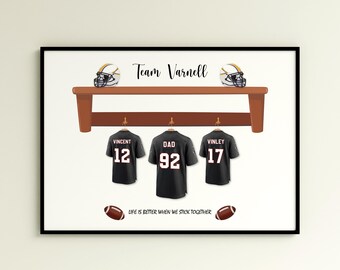 Impression personnalisée de la famille du maillot de football NFL des Atlanta Falcons, cadeau personnalisé pour la fête des pères, décoration murale football, cadeau pour les fans de football