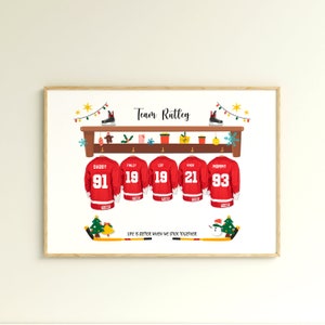 Unique Holiday Gift, Christmas Gift for Hockey Jersey Family, Hockey Family Gift, Gift for Hockey fans, Hockey Wall Decor print,