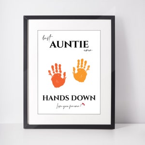 Best AUNTIE Ever Hands Down Handprint Art Craft, Christmas Gift for ...