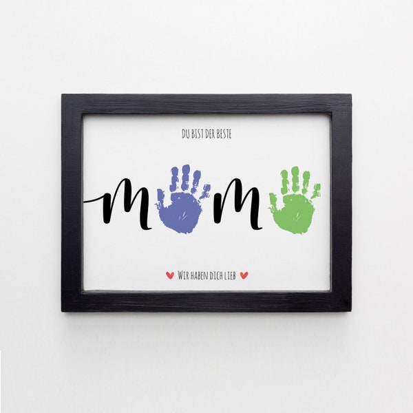 MAMA Wir Haben Dich Lieb Handprint Footprint Art Craft, Mothers Day Gift from Siblings, DIY Baby Kids Card, Toddler Preschool Craft, German