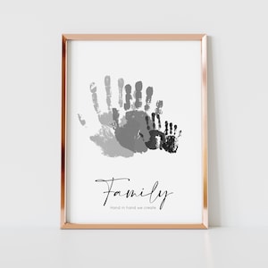 Customizable Baby Handprint Footprint Keepsake With Large Size Family Photo Frame  Kit Personalize W/your Family Name clean Touch Ink Pad 