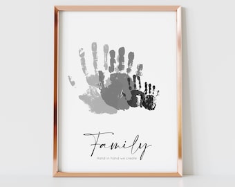 Custom FAMILY Handprint Art Love Keepsake Mom Mother Meaningful Gift for Her Gift for Grandparents DIY Craft Kid Children Toddler Activity