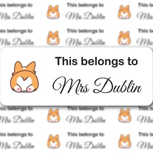 Corgi Butt Name Stickers, This Belongs To Labels, Teacher Labels, Teacher Book Labels, School Supplies Labels, Gift for Teachers