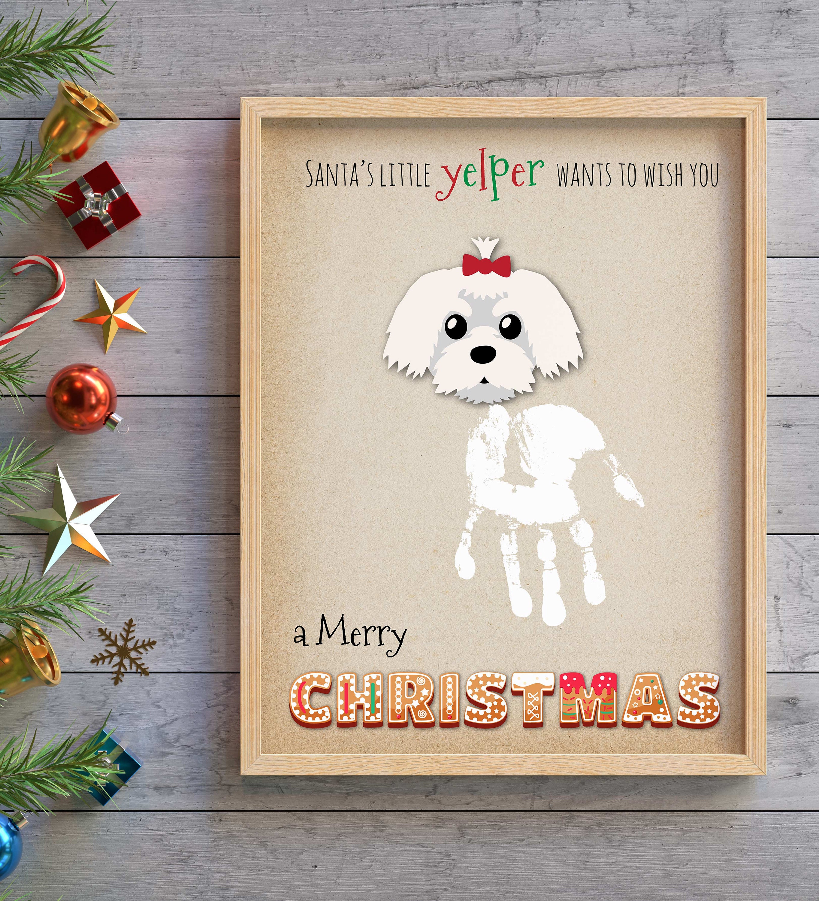 Christmas Handprint Art Craft, Shih Tzu Dog Baby Kids Footprint, Gift ...