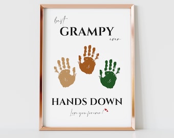 Best GRAMPY Ever Hands Down Handprint Art Craft, Christmas Gift for grandfather, Birthday Gift, Handprint Gifts, Toddler Preschool Activity