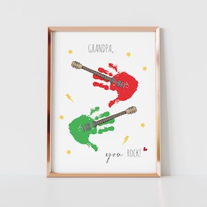 Handafdruk Art Craft Kinderen, Grandpa You Rock, Vaderdag, verjaardag, kinderen baby peuter DIY-kaart, herinnering aandenken, kerstcadeau grootouders