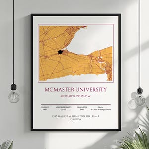 Impression personnalisée de cadeau de remise de diplôme universitaire, carte imprimable de l'Université McMaster, cadeaux de remise de diplôme pour elle, cadeau pour étudiant universitaire,