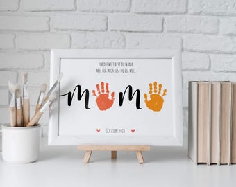 Poster MAMA Handabdruck, Kinder DIY Geschenk (téléchargement numérique)