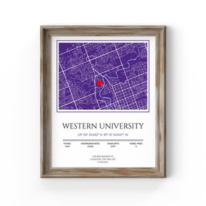 Western University Kaart Afdrukken, Top University Graduation Gift, University Freshman Gift, Kaart Poster, Best College Friend Gift