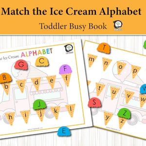 Rainbow Ice Cream Alphabet Busy Book for Kids Printable, Rainbow Alphabet for kids, Toddler Activities, Busy Binder, Alphabet Worksheet