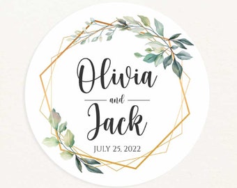 Pegatinas personalizadas para recuerdos de boda, etiquetas redondas personalizadas