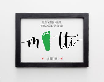 Mutti Handabdruck Geschenk, Poster DIY pour enfants d'âge préscolaire, Liebevolles Muttertagsgeschenk Vorlage