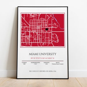 Impression personnalisée de cadeau de remise de diplôme universitaire, carte imprimable de l'université de Miami, cadeaux de remise de diplôme pour elle, cadeau pour étudiant universitaire,