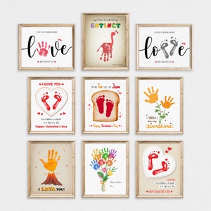 Set di 9 impronte di impronte di mani di San Valentino, regalo d'amore per San Valentino per mamma, papà, nonna, nonno da bambino piccolo