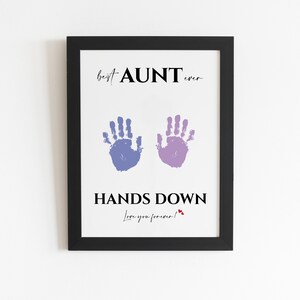 Best AUNT Ever Hands Down Handprint Footprint Art Craft, Christmas Gift ...