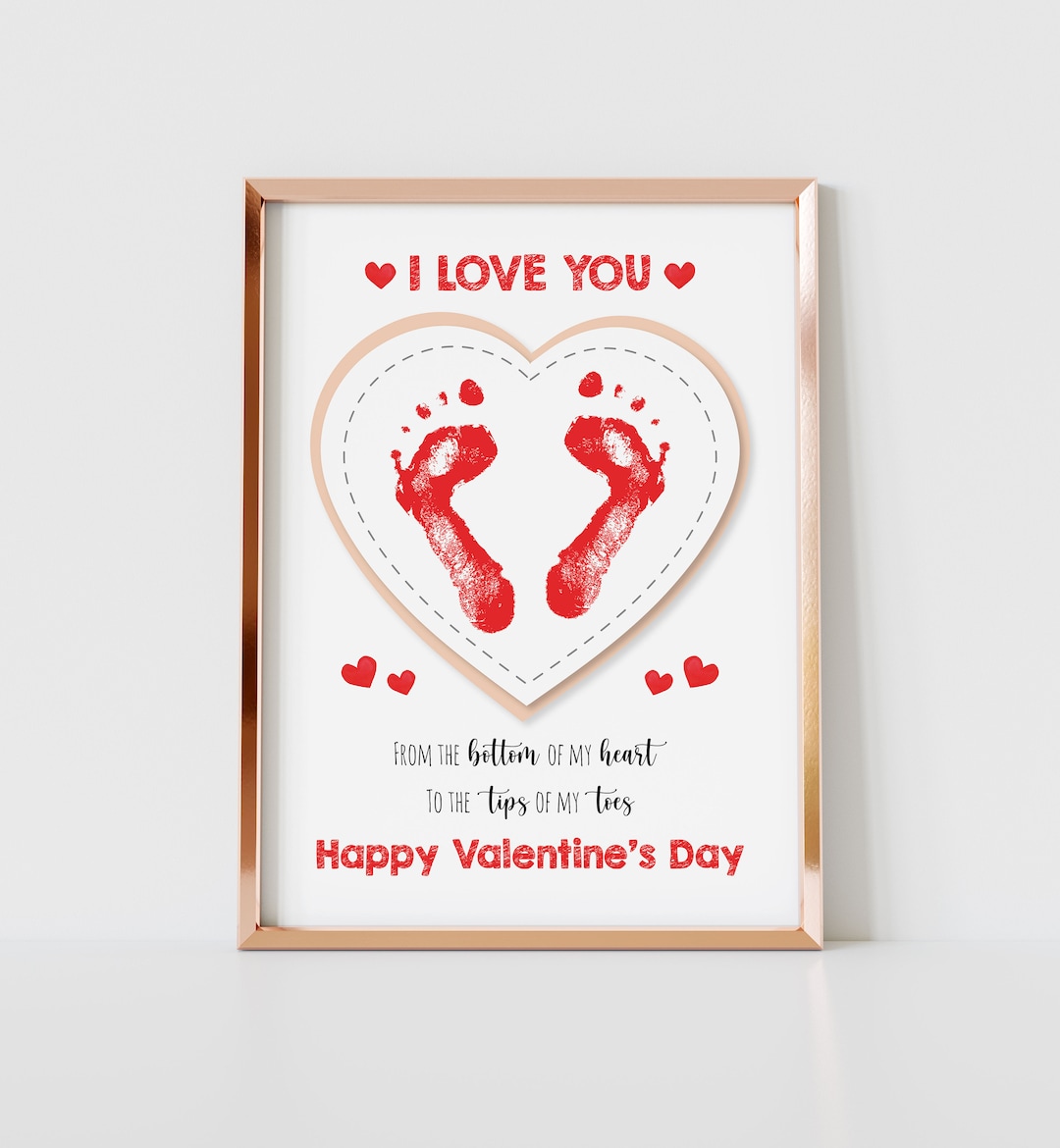 Bottom of My Heart Valentines Day Handprint Footprint Art Craft, Love ...
