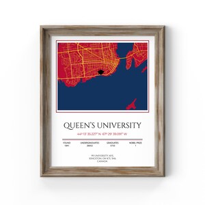 Queen es University Karte Druck (Ontario), Top University Graduation Geschenk, Kanadier Freshman Geschenk, Karte Poster, Beste College Freund Geschenk