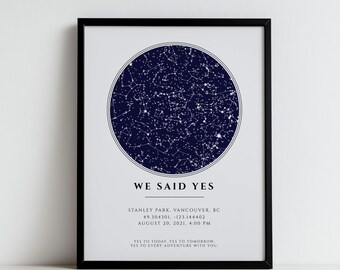 Custom Star Map Print, Night We Met Anniversary Gift, Night Sky Print, Star Map Poster, Wedding Gift, Constellation Print, Personalised Gift