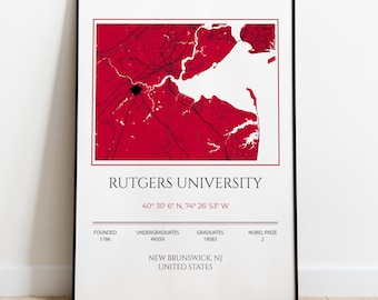 Impression personnalisée de cadeau de remise de diplôme universitaire, carte imprimable de l'université Rutgers, cadeau de remise de diplôme pour elle, cadeau pour étudiant