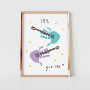 Handafdruk Kunst Craft voor kinderen, papa You Rock, Vaderdag verjaardag, kinderen baby peuter DIY-kaart, geheugenherinnering, kerstcadeau voor papa