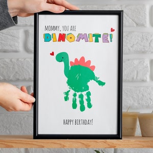 Mom Birthday Dinosaur Handprint Art Craft, Kids Back to School Gift ...