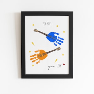 Créations artistiques avec empreinte de main pour enfants, Pop pop you rock, anniversaire de fête des pères, carte à faire soi-même pour bébé et tout-petit, souvenir, cadeau de Noël pour grands-parents