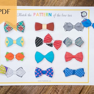 Bow Tie Pattern, Preschool Worksheets, Preschool Curriculum, Montessori Materials, Toddler Activity, Busy Book, Match Pattern Busy Book