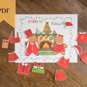 Dress Up the Gingerbread Man Busy Book Activity Worksheet Printable PDF, Preschool Busy Binder, Toddler Activities, Preschool Curriculum