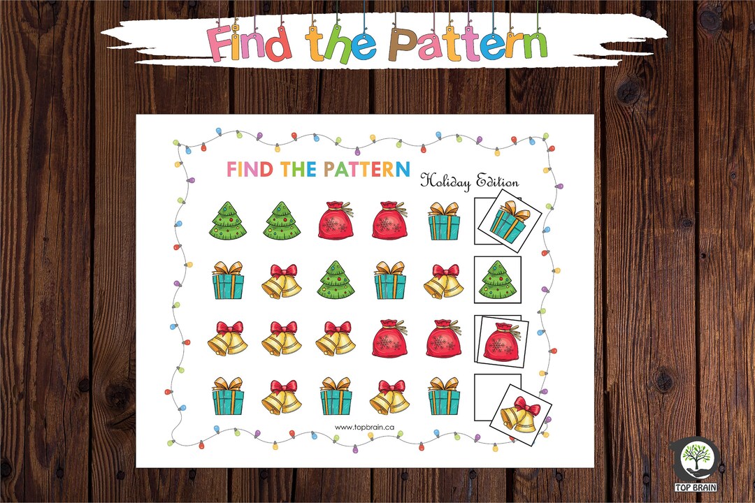 Busy Book Page Find the Pattern Holiday 1, Preschool Busy Binder ...
