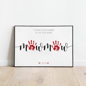 MAWMAW Huella de la mano, artesanía artística, regalo del Día de la Madre para mamá, tarjeta DIY para bebés y niños, recuerdo de decoración de la guardería, artesanía preescolar para niños pequeños
