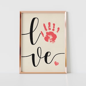 LIEFDE Handafdruk Voetafdruk Kunst Ambacht, Hart Liefde Valentijnsdag, DIY Baby Kids Card, Decor Kinderkamer Geheugen Aandenken, Peuter Kleuterschool Craft