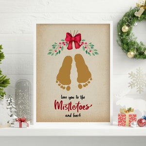 Kerst Handafdruk Voetafdruk Craft Maretak, Afdrukbare Kerstkaart, Voorschoolse Kinderopvang Activiteiten, DIY Memory Keepsake, December Baby